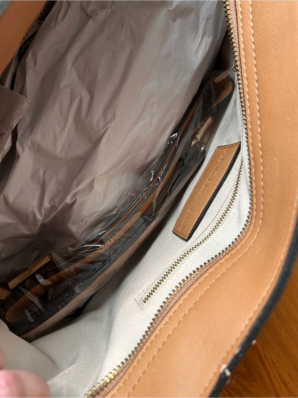 Angela Roi Classic Structured Satchel Bag - Tan - Picture 7 of 7